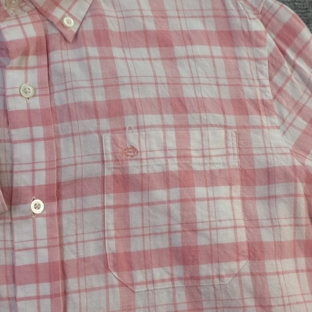 Southern‎ Tide Shirt Medium Pink Plaid Hemp Blend Long Sleeve Button Down - Picture 3 of 9